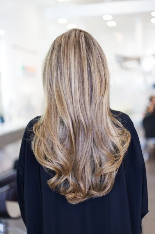 Finished balayage color and blowout